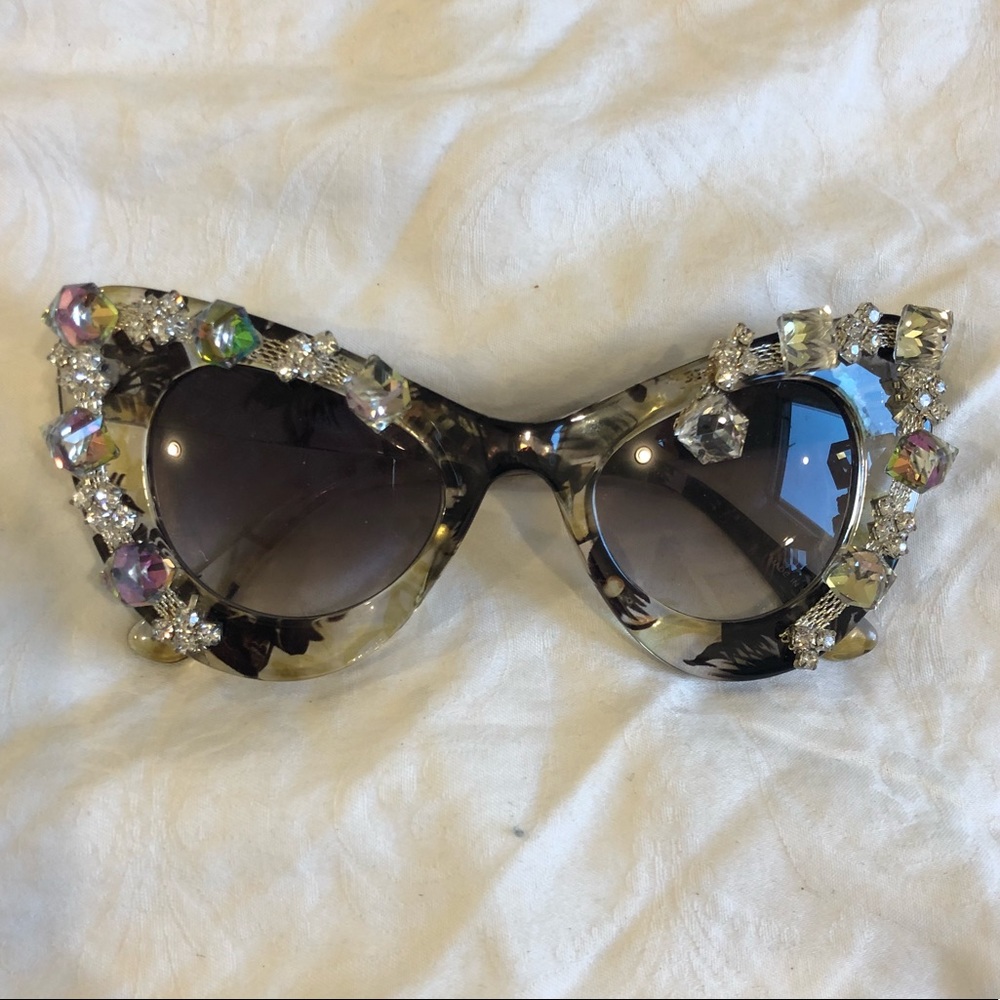 Funky cateye embellished sunglasses